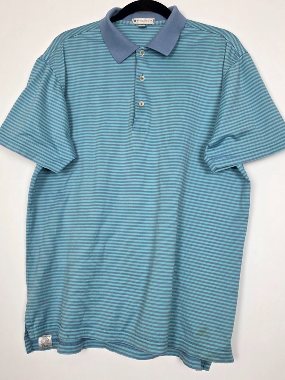 Vintage Peter Millar Striped Golf 100% Cotton Mens Medium Short Sleeve Polo